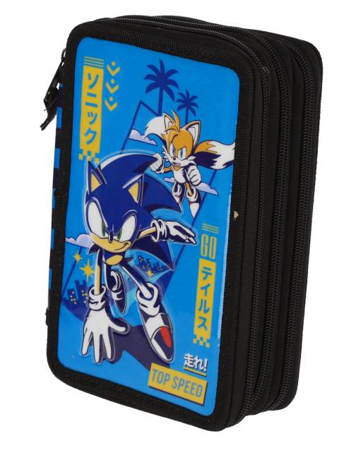 Penar 3D Sonic Albastru cu 3 Fermoare Neechipat cu Compartimente Multiple